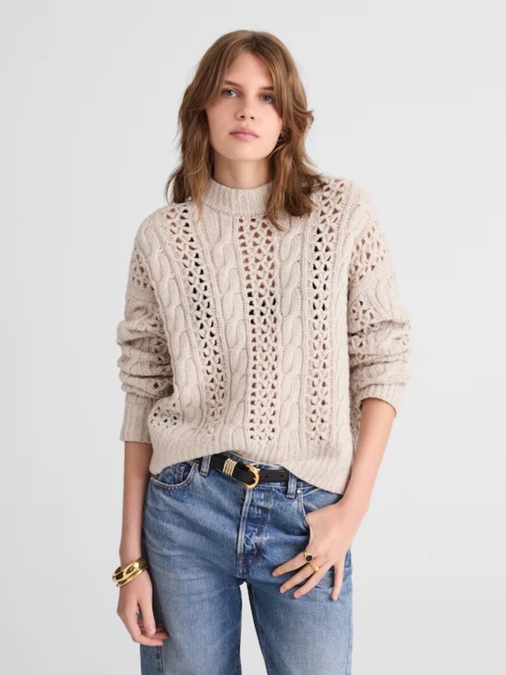 Madewell Marled Cable-Knit Sweater